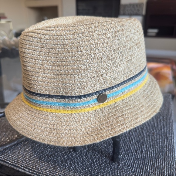 Levi’s Straw Fedora Hat M/L – Summer Beach Trilby with Multicolor Band - Picture 7 of 7